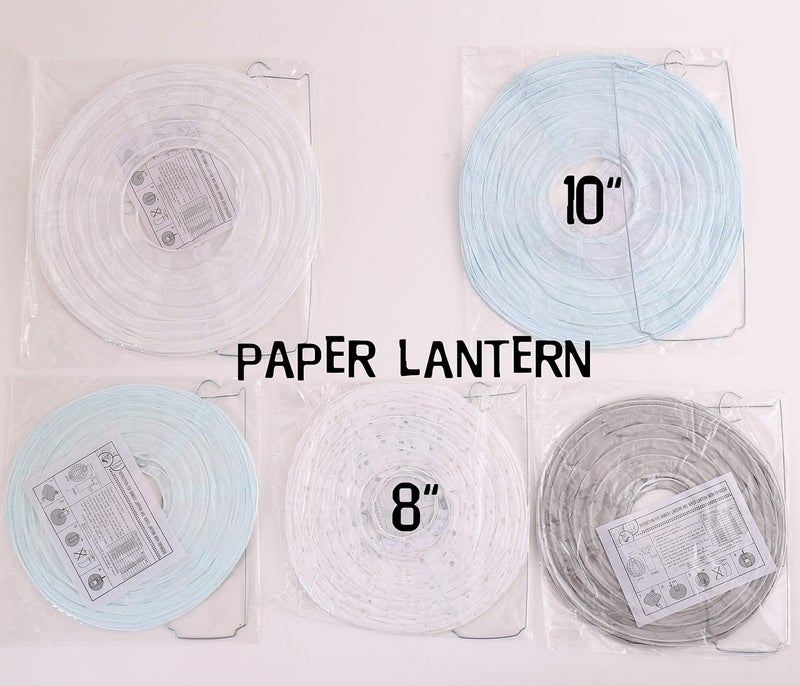 luckylibra Boy baby shower decorations, It is a Boy Banners Elephant Garland and Paper Lantern Paper Flower Pom Poms ï¼ˆBlue White Greyï¼‰ - Image 2